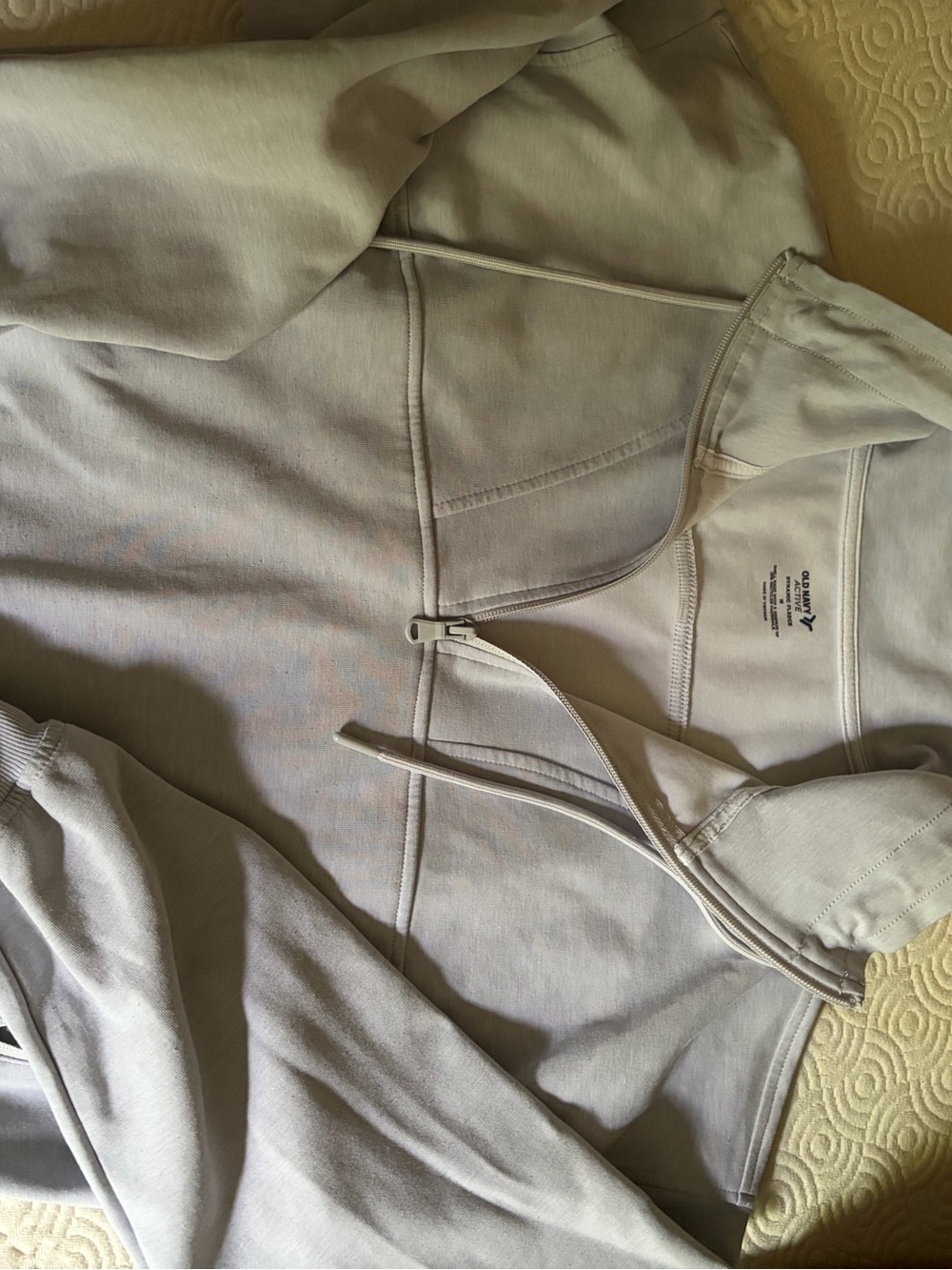 Womens Light Gray Half-Zip Sweatshirt Hoodie